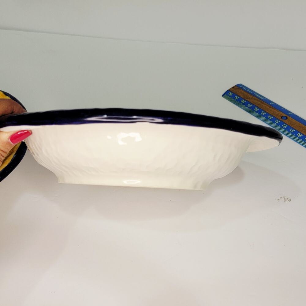 Vintage G. Venzo Italian Pottery Rainbow Asymmetrical Bowls 8½ & 7" Nesting (2) - Picture 9 of 12